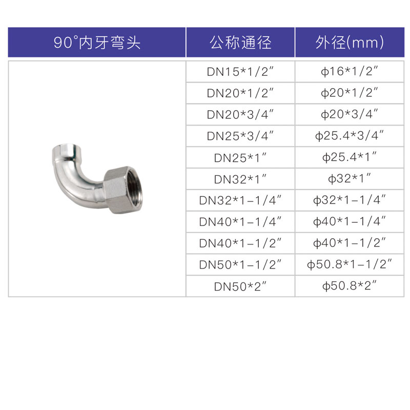 不銹鋼承插焊90°內絲彎頭1
