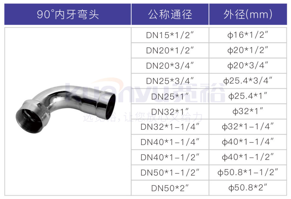 不銹鋼環(huán)壓90度內牙彎頭